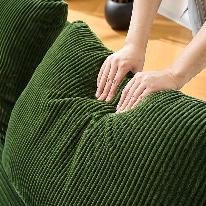 Convertible Sleeper Sofa Bed 78.7 Folding Floor Sofa Mattress Couch with Pillows Corduroy Futon Boneless Couch Lounge Loveseat with Pull Out Bed Green