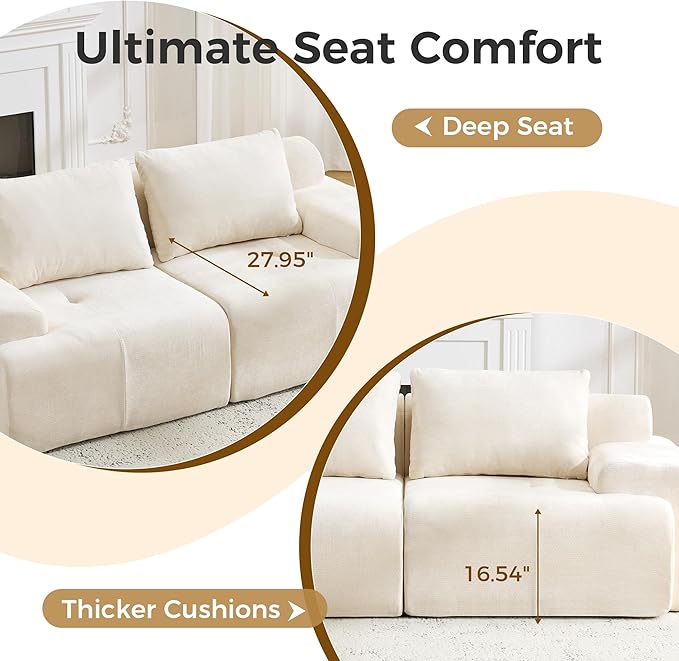 120.5 Modular Sectional Sofa Chenille Upholstered Boneless Couch Modern Deep Seat Cloud Sectional Couches for Living Room Oversized 3 Seater Couch No Assembly Beige