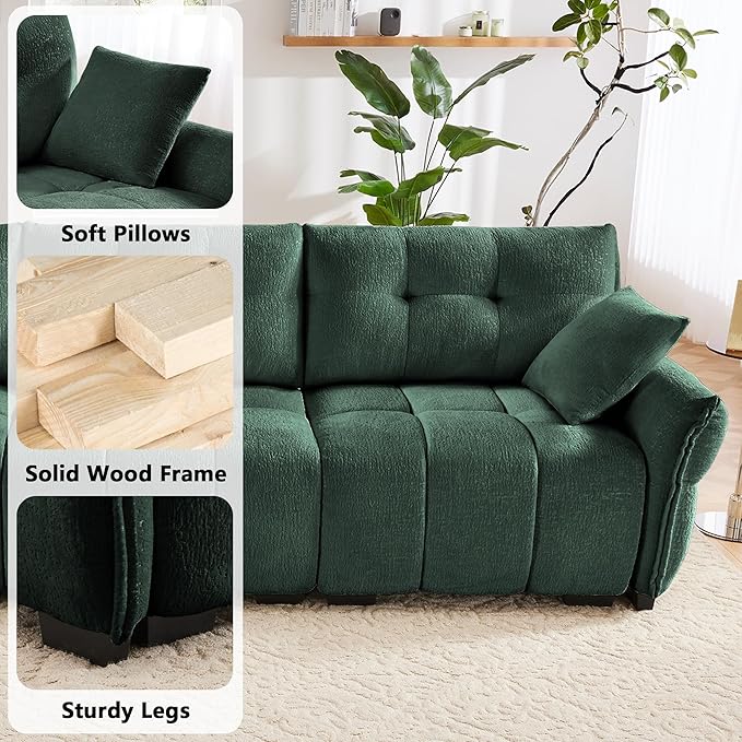 Aoowow Modular Sectional Sofa Chair 47” Modern Chenille Single Seater Sofa Upholstered Sofa Couches for Living Room Bedroom ApartmentGreen