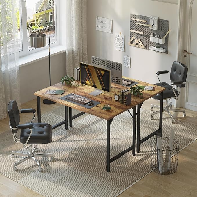 Grandder 47 inch Computer Desk Home Office Desk Study Writing Kid Table Simple PC Work Desk Adjustable Feet Rustic Brown