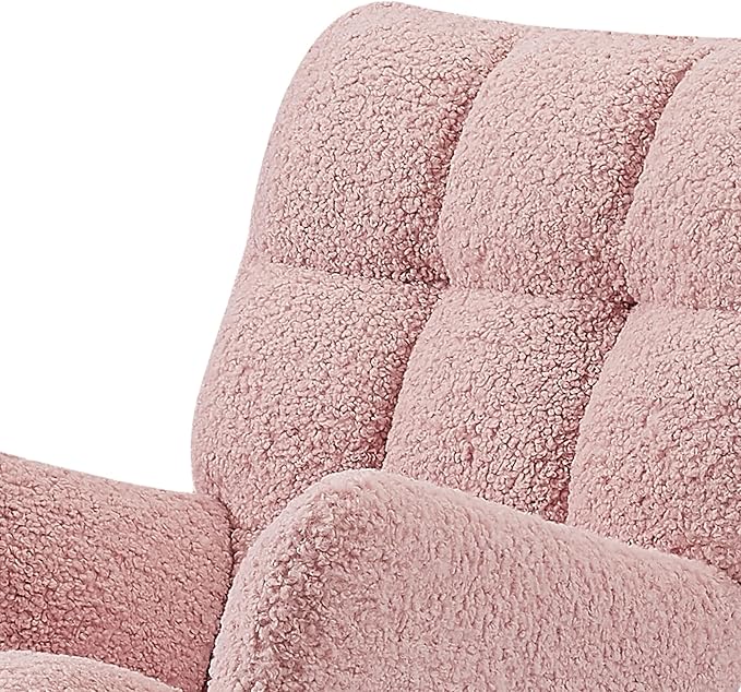 Modern Rocking Chair with High Backrest Armrests Ergonomic Design Lounge Recliner Chair for Living Room Bedroom Playroom Pink Without Soft Seat