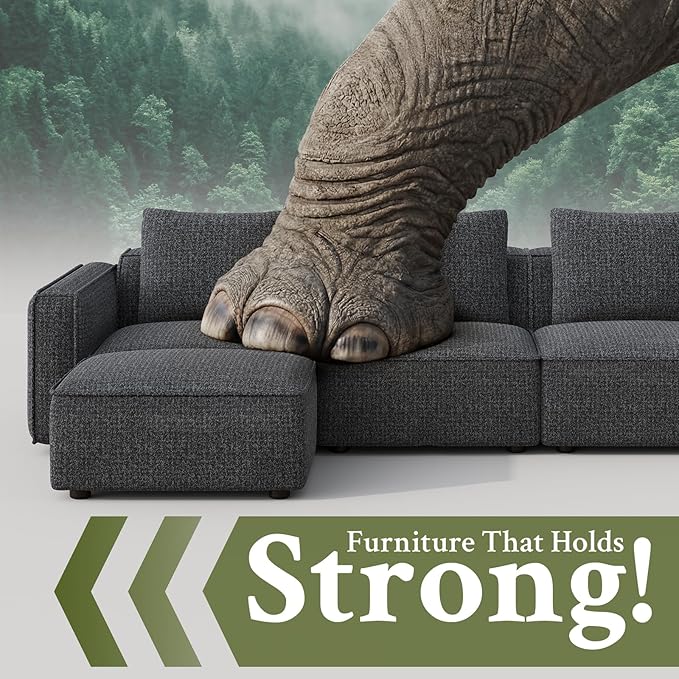 132 Sectional Couch Locked-in Modular Sectional Sofa Wood Frame Couches for Living Room 22 Deep Seat U Shaped Couch with Ottoman Chenille Cloud Sofa Tool-Free Setup Sofas for Living Room