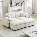81 Modular Sectional Couch 2 Seat Extra Deep Corduroy Loveseat Sofa with 2 Ottoman Footrest &amp 4 Throw Pillows Modern Upholstered Comfy Couches for Living Room Bedroom Office Apartment Beige