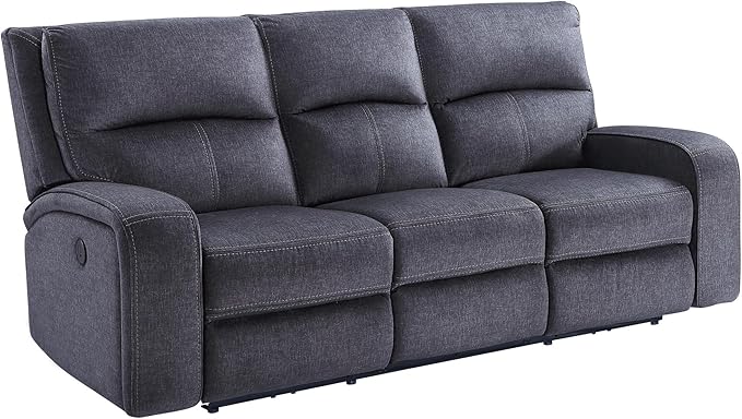 Steve Silver Furniture Lovell Upholstered Power Reclining Sofa Zero Wallhugger w/USB-Charging Port Charcoal Plush and Space-Saving Design Living Room Home Theater 42 D x 87 W x 42 H Grey