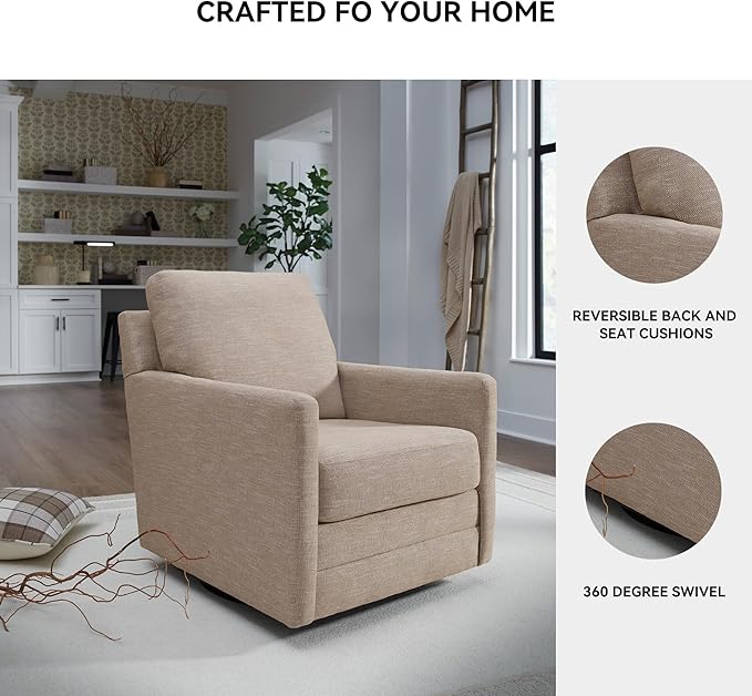 Signature Design by Ashley Freybourne Next-Gen Nuvella Casual Swivel Accent Chair with Reversible Cushions Light Brown