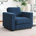 39 Oversized Accent Chair Chenille Fabric Upholstered Armchair Comfy with 350lb Weight Capacity &amp 7-inch Thick Seat – The Perfect Reading Chair for Living Room Bedroom Office (A-Blue)