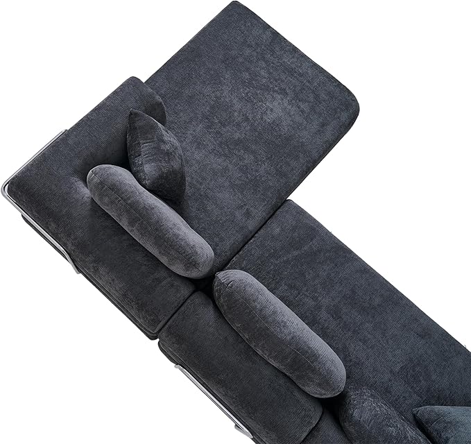 104 Modular Sectional Sofa Boneless Couch for Living RoomL-Shape Modular Sofa Bed with Fixed-Shape FrameFolding Floor Convertible Sofa Couch Bed with Reversible Chaise