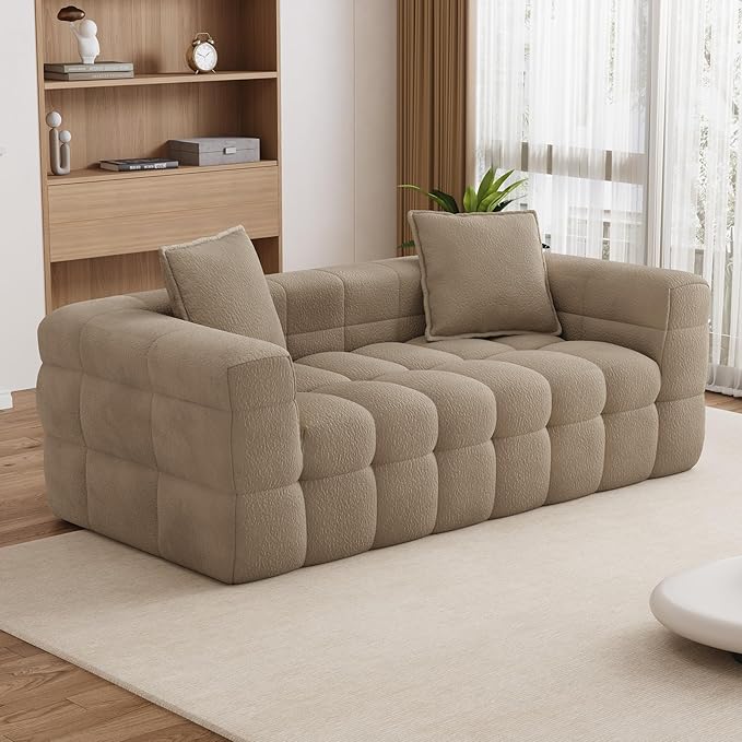 68.7 Loveseat Boneless CouchComfy Cloud Sectional Sofa with Deep SeatModern Upholstered Chenille Love Seat Sofa Small Couches for Living Room No Assembly Required Tufted Sofas Light Brown