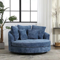 Chifee &amp Vingol 59.8 W Oversized Accent Barrel Chair Large Round Chair with WheelsBlue