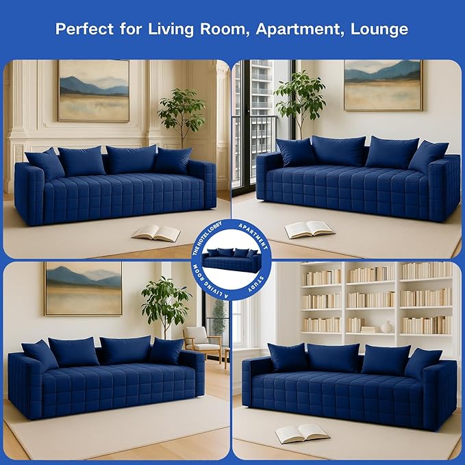 Chenille Sofa 3 Seater 91.73 Inch Modern Comfy Indoor Sofa Soft Chenille Upholstered Sofa for Living Room Home Decor