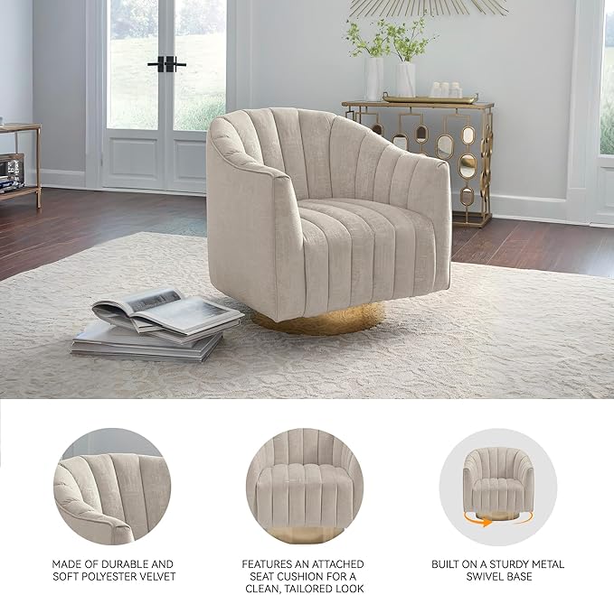 Signature Design by Ashley Penzlin Swivel Accent Chair Beige