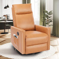Swivel Recliner Chair Rocker Glider Chair for Living Room Office Faux Leather Recliner Chair Nursery Glider with Large Footrest Upholstered Deep Seat Single Sofa Chair High Back Brown