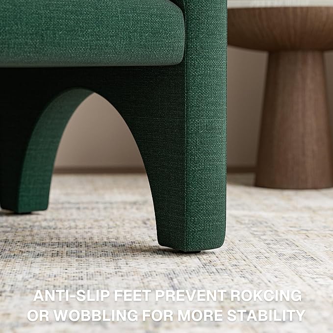 BELLEZE Modern Accent Chair Set of 2 Comfortable Upholstered Arched Design Armchair with Rubber Wood Legs for Living Room Bedroom Office - Green