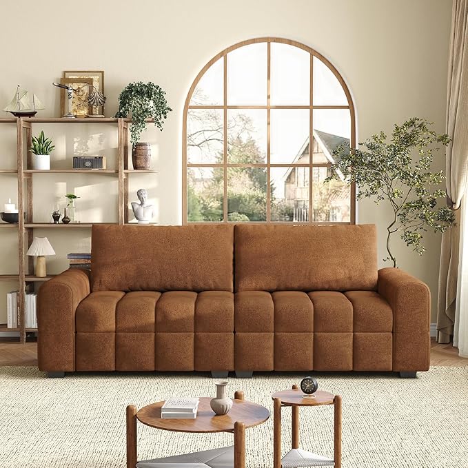 ONBRILL 82 Loveseat Sofa Modern Chenille Sofa Couch for Living Room Pull Point Seat Cushion Easy Assembly Comfy Love Seat for Small Spaces Bedroom Apartment Orange
