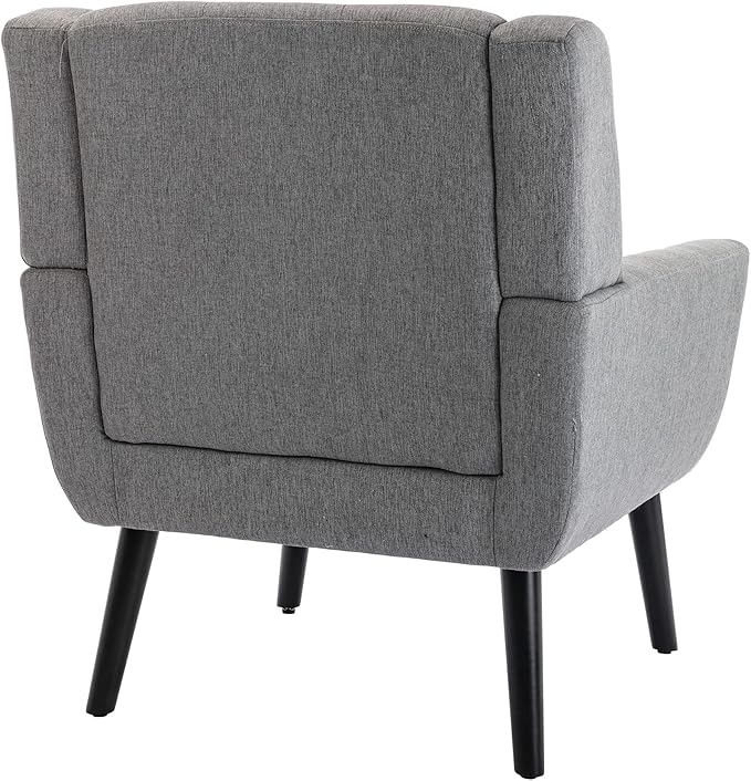 Modern Soft Linen Material Ergonomics Accent Chair Living Room Chair Bedroom Chair Home Chair with Black Legs for Indoor Home OZ855