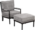 Generic Velvet Accent Lounge Chair with Ottoman Modern Armrests Pad Reading Chair with Footrest for Small Space Living Room Black+Gray