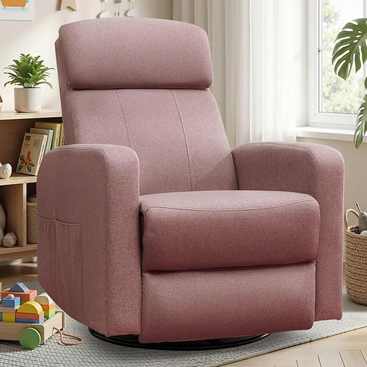 Power Swivel Recliner Chairs for Adults Electric Glider Rocking Chair Nursery Glider Recliner Nursery Chair with Classified Side Pocket Nursery Rocking Chairs with USB and Type-C Ports