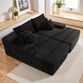 82'' Oversized Boneless Memory Foam Chaise Lounge Chair Sofa Sleeper Large Convertible Comfy Cloud Couches Living Room Black Plush Corduroy Sofa Bed.