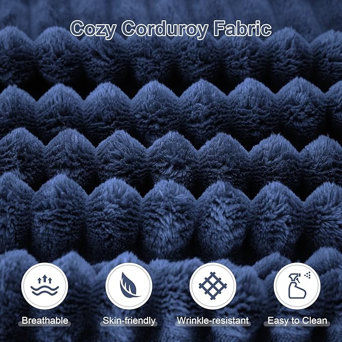 134 U Shaped Boneless Couch with Chaise Oversized Modular Sectional Sofa with Cupholders &amp Storage Corduroy Cloud Couches for Living Room Free Combination No Assembly Required Blue