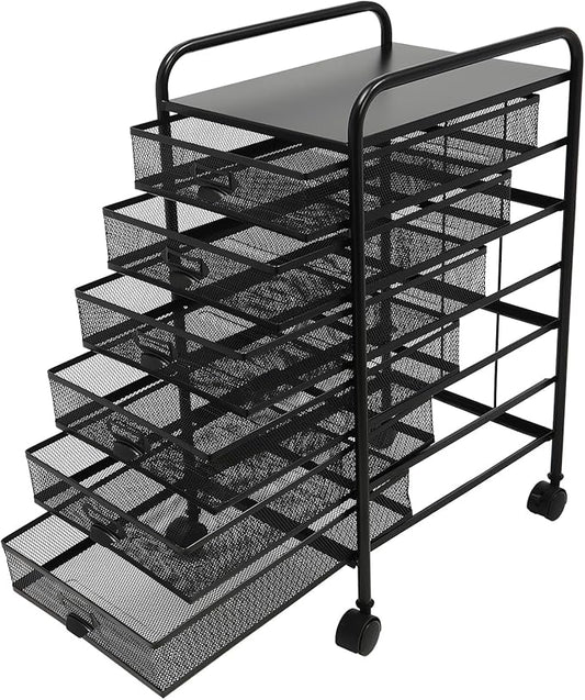 6 Tier Rolling File Cabinet Drawers Metal Filing Storage Vertical Cabinets Cart Organizer with Wheels for Classroom Office Bathroom Kitchen Home Storage and Organization Dorm