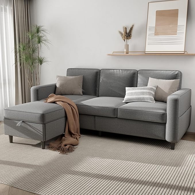 Sectional Sofa Couches for Living Room - 78''Convertible Modular Three-Seater L-Shaped Pet-Friendly CouchWashable Sofa Cover-Bench Storage Suitable for Small Living Room ApartmentOffice