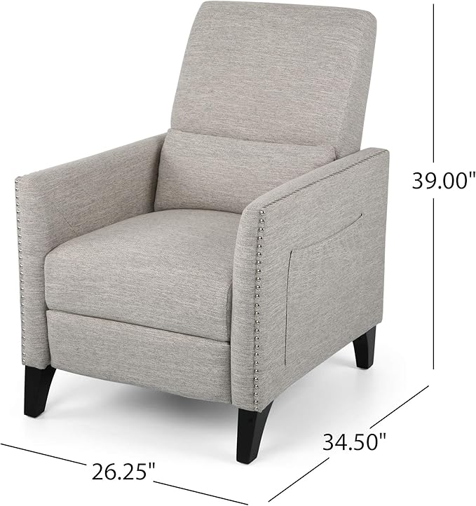 Christopher Knight Home Alexis Contemporary Fabric Push Back Recliner Light Gray Dark Brown