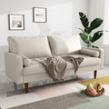 70 Loveseat SofaFaux Leather Couch with Thick Cushion and Wooden LegsLove Seat Sofa Couches for Living Room Bedroom Office Home Apartment White