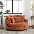 Chifee &amp Vingol 59.8 W Oversized Accent Barrel Chair Large Round Chair with WheelsBurnt Orange