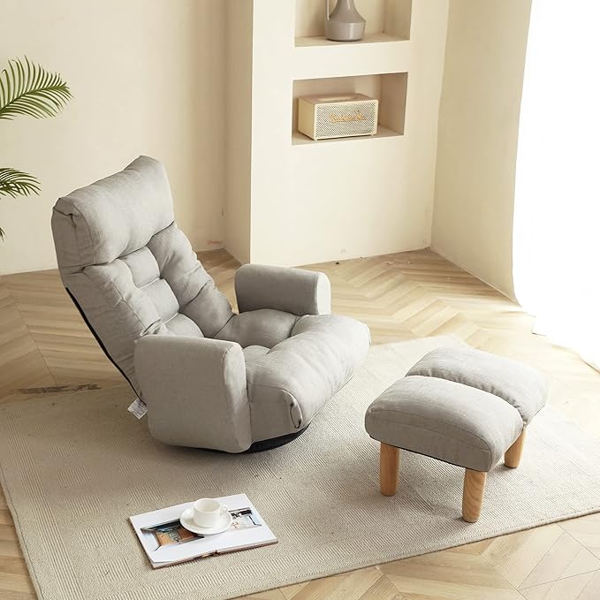 YAFF Adjustable Head and Waist Game Chair Lounge Chair in The Living Room 360 Degree rotatable Sofa ChairRotatable seat Leisure Chair Deck ChairLeisure Sofa and Lounge Chair combination-2598