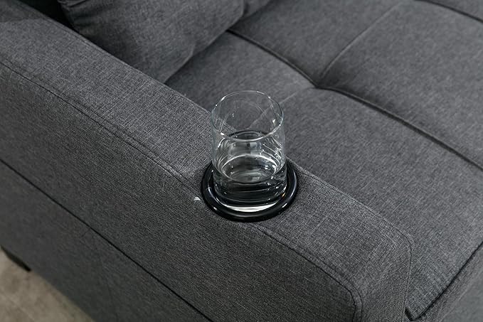 Futon Chair Bed Convertible Sleeper Chair3-in-1 Lazy Chair with USB PortsPull Out Chair Sleeper for Living Room Office Apartment (Linen Dark Grey)