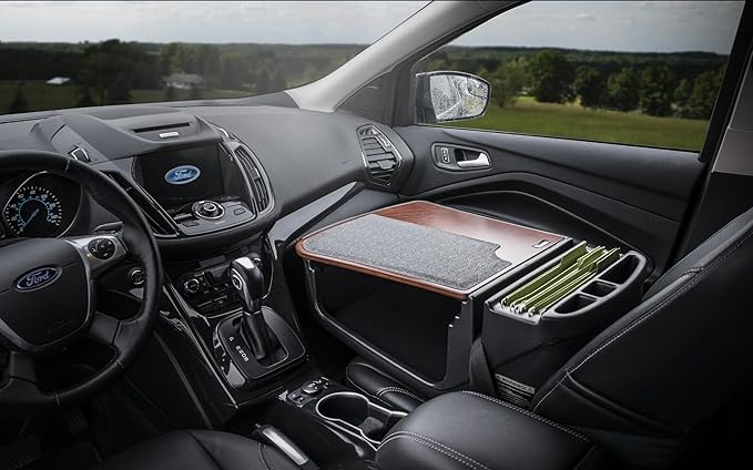 AutoExec AE-GMEF-21M Efficiency GripMaster Car Desk for Your Vehicle Workstation and Mobile Office Mahogany