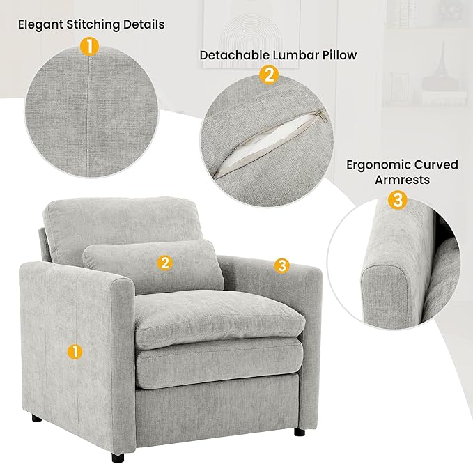 Harper &amp Bright Designs Chenille Fabric Upholstered Sofa Oversized Comfy Cloud Loveseat Sofa Couch Double Plush Cushion for Living Room