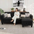 Velvet Small Sectional Couch L Shaped Sectional Black Couch in a Box Small Couches with Ottoman 3 Seater Sofa for Living Room Apartment Dorm Office