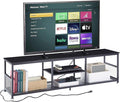 VECELO TV Stand with Power Outlets for Televisions up to 75Inch 62 Media Entertainment Center with Charging Station 3-Tier Open Storage Shelves with Metal Frame for Living Room/BedroomBlack