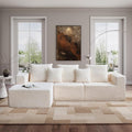Modern Corduroy Sectional Sofa with Chaise Black Ribbed Fabric L-Shaped Living Room Couch (Beige Left Facing Chaise)