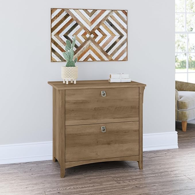 Bush Home Salinas 2 Drawer Lateral File Cabinet in Reclaimed Pine Home Office Storage Solution Organizer with Drawers for Workspace Filing Unit