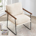 Furnilivng Small Sling Accent Chair Comfortable Boucle Fabric Arm Chair Upholstered Cozy Reading Chair for Living Room Bedroom Dressing Room Home Office Beige