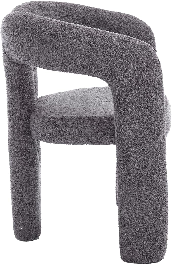 Set of 2 ChairsContemporary Designed Velvet Fabric Upholstered Accent Barrel Side Chair with Plywood Frame and Metal Base for Living Room (Gray Teddy)