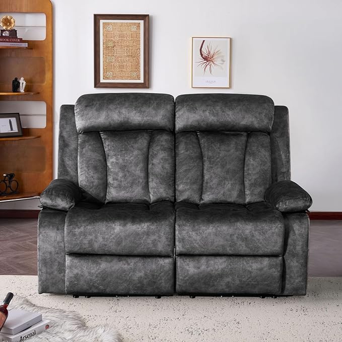 Power Reclining Loveseat with Massage &amp Heat Loveseat Recliner Sofa with Cup Holders Electric Recliner RV Sofa with USB/Type C/Side Pocket Wall Hugger Loveseat for Living Room