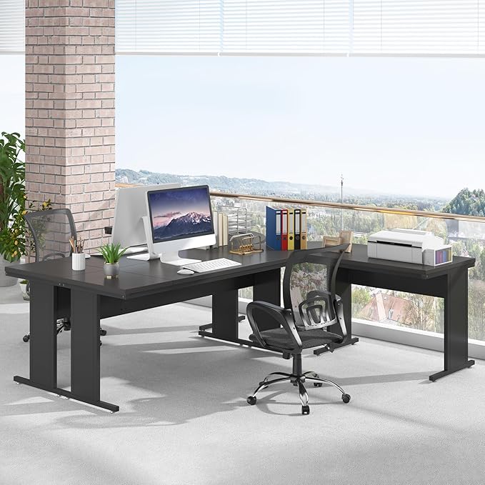 Tribesigns 83-Inch Large L Shaped Desk Reversible Executive Office Desk Modern Corner Computer Table Business Workstation for Home Office Black