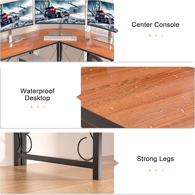 VECELO 39.4 Folding Computer Desk Simple Laptop Table Home Office Workstation for Reading Writing No Assembly Needed Small Space Rustic Brown（2pack）