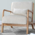 Modern Accent Chairs with Waist Cushion Comfy Upholstered Chair Living Room Corduroy Reading Chair with Solid Wood Frame Side Chairs for Living Room Bedroom Sunny Room Balcony (White)