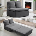 Mjkone 43“ W Twin Size Pull Out Sofa Bed Chair with 2 Pillows 2 in 1 Armless Sleeper Sofa Pull Out Couch Bed Convertible Linen Sofas Sleeper Chair Bed for Living Room Apartment Office Dark Gray