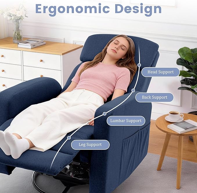 Power Swivel Recliner Chairs for Adults Electric Glider Rocking Chair Nursery Glider Recliner Nursery Chair with Classified Side Pocket Nursery Rocking Chairs with USB and Type-C Ports