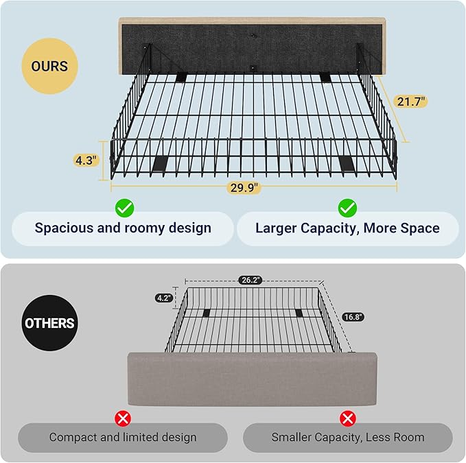 Allewie Upholstered Full Size Platform Bed Frame with 4 Storage Drawers and Headboard Diamond Stitched Button Tufted Mattress Foundation with Wooden Slats Support No Box Spring Needed Beige