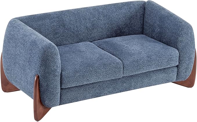 Christopher Knight Home Almad 2 Pieces Sofa Couch Set Cozy 3-Seater Sofa and Loveseat for Living Room Upholstered Couch Chair Soft Seating Lounge Sofa with Wood Frame Boucle Fabric Navy Blue