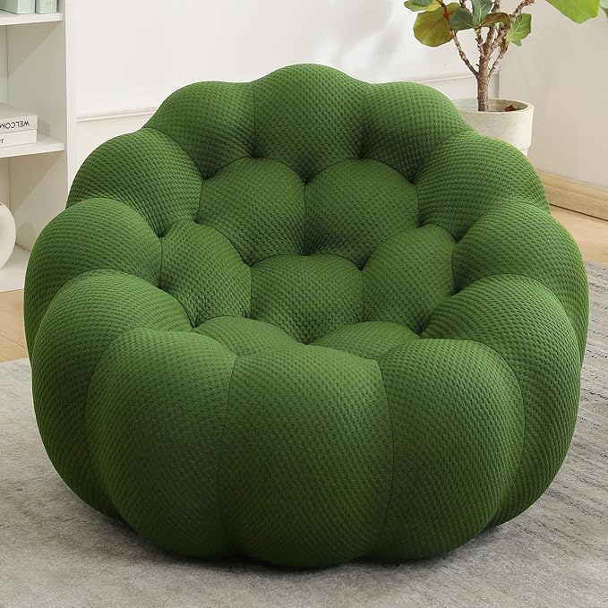 36 Oversized Bubble Chair Upholstered Mesh Fabric Bubble Sofa Couch &amp Floor Lounge Chair with 3D Honeycomb Design for Living Room Office Apartment Small Space - No Assembly Required (Green)