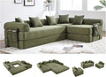10-in-1 Folding Convertible Sofa Bed 141 Inch Boneless Couch with Fixed-Shape Frame Corduroy Modular Sectional Sofa Mattress Sleeper Sofa Floor Sofa Futon Couch for Living Room (Green)
