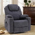 Manual Swivel Rocker Recliner Chair with Heated Massage Ergonomic Lounge 360° Glider Rocking Fabric Sofa Seat with 2 Cup Holders Side Pockets &amp USB Ports for Living Room (Grey)