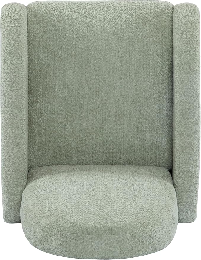 Christopher Knight Home Sidney Boucle Fabric Upholstered 360° Swivel Chair Push-Back Recliner Solid Wood Glider Recliner with Rotation Living Room Lounge Chair Adjustable Backrest Greyish Green